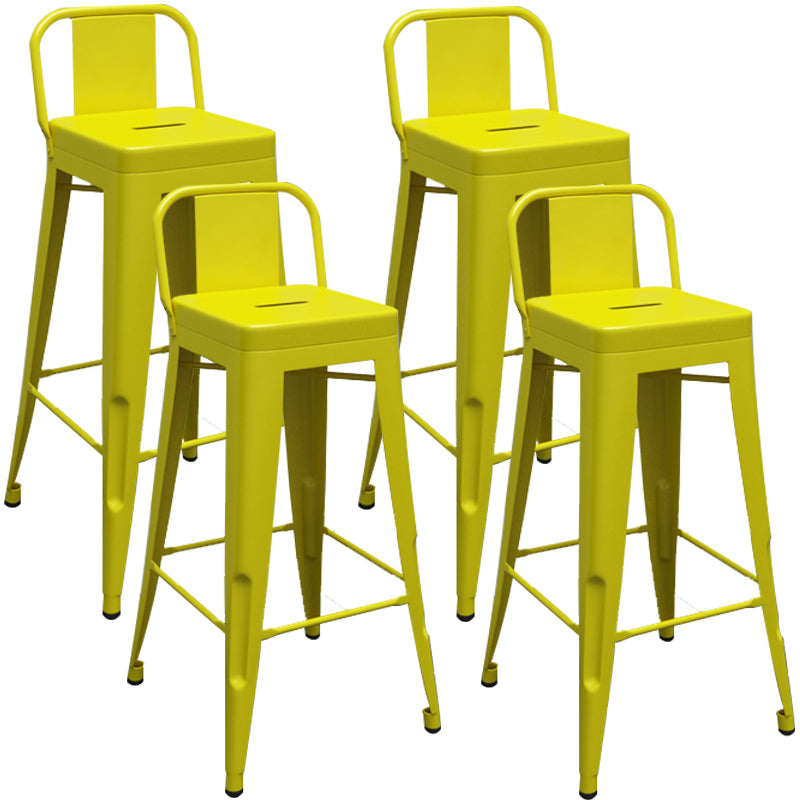 Industrial Iron Low Back Barstool Simple Indoor Tall Stool with Square Seat