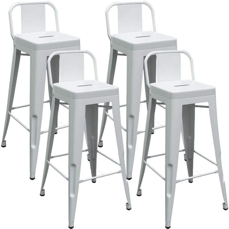 Industrial Iron Low Back Barstool Simple Indoor Tall Stool with Square Seat