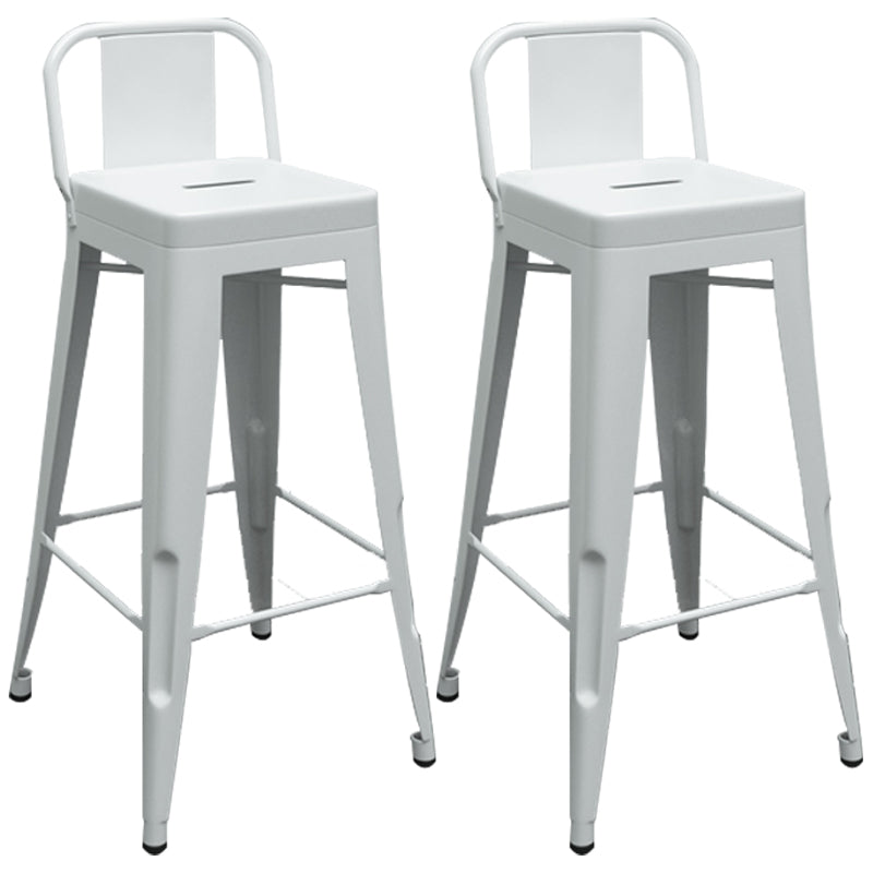 Industrial Iron Low Back Barstool Simple Indoor Tall Stool with Square Seat