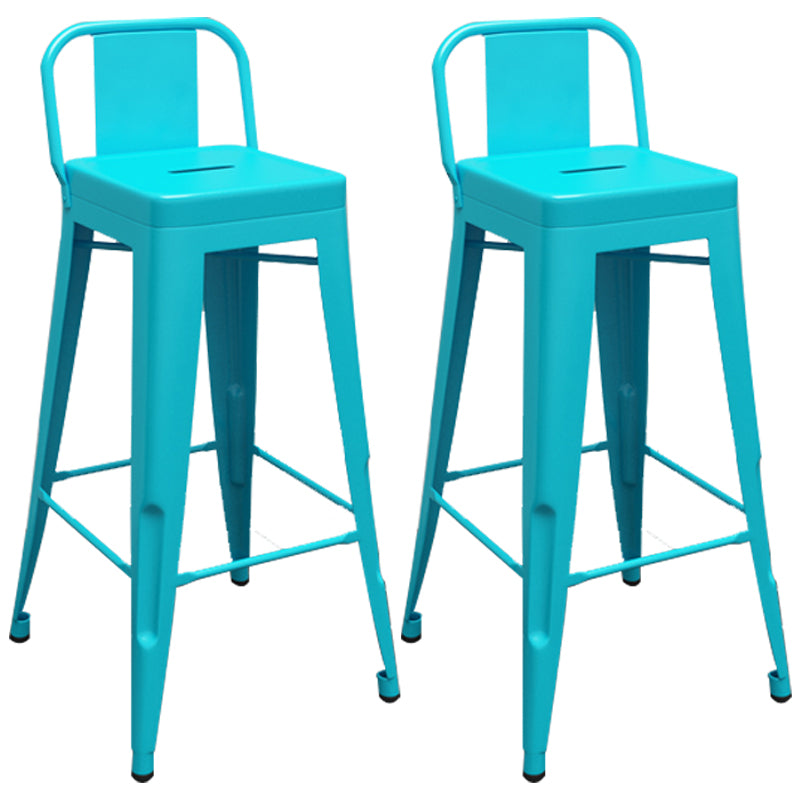 Industrial Iron Low Back Barstool Simple Indoor Tall Stool with Square Seat