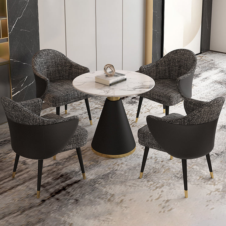 White Stone Top 1/5 Pieces Dining Set Glam Style Kitchen Set for Dining Room