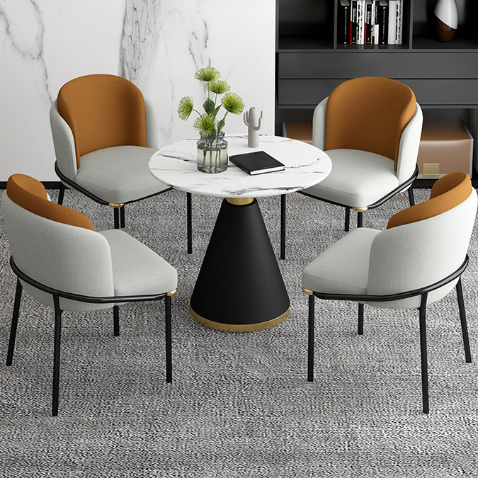 White Stone Top 1/5 Pieces Dining Set Glam Style Kitchen Set for Dining Room