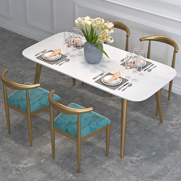 Glam Style 1/2/5 Pieces Kitchen Set White-gold Table Dining Set for Dining Room