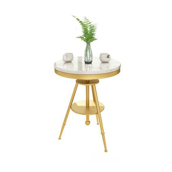 Glam 1/2/3/4/5 Pièces Ensemble de table à manger blanc-gold avec ensemble de dinette ronde en pierre