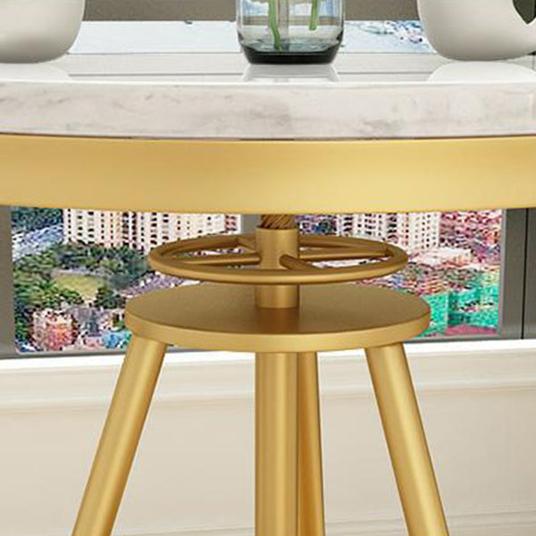 Glam 1/2/3/4/5 Pièces Ensemble de table à manger blanc-gold avec ensemble de dinette ronde en pierre