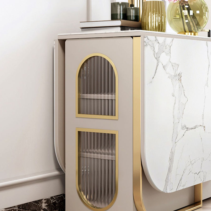 Moderna 1/2/3/5 Piezas Mesa de comedor blanca con juego de comedor plegable de piedra sinterizada