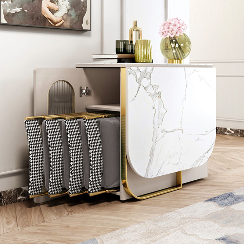 Moderna 1/2/3/5 Piezas Mesa de comedor blanca con juego de comedor plegable de piedra sinterizada