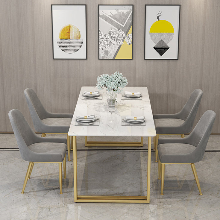 Glam Style 1/2/5 Pieces Dining Set White-gold Table Kitchen Set for Dining Room