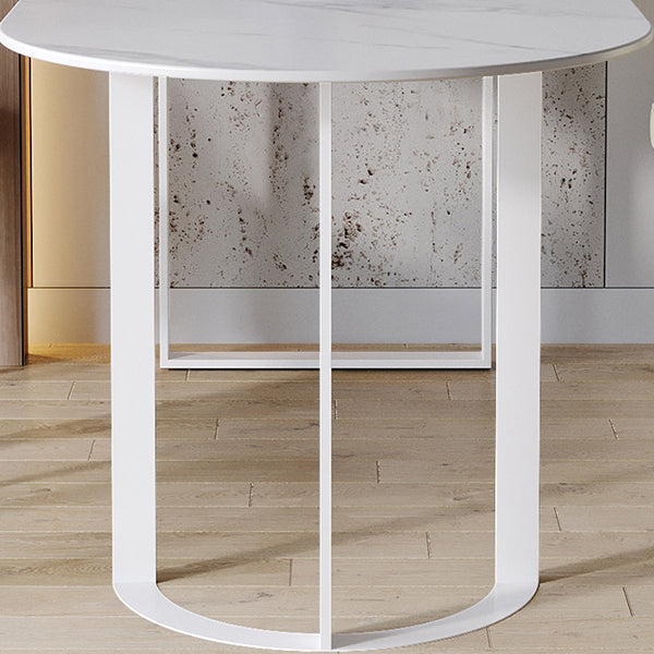 Mesa de comedor superior de piedra mesa de comedor de lujo tradicional con base de trineo