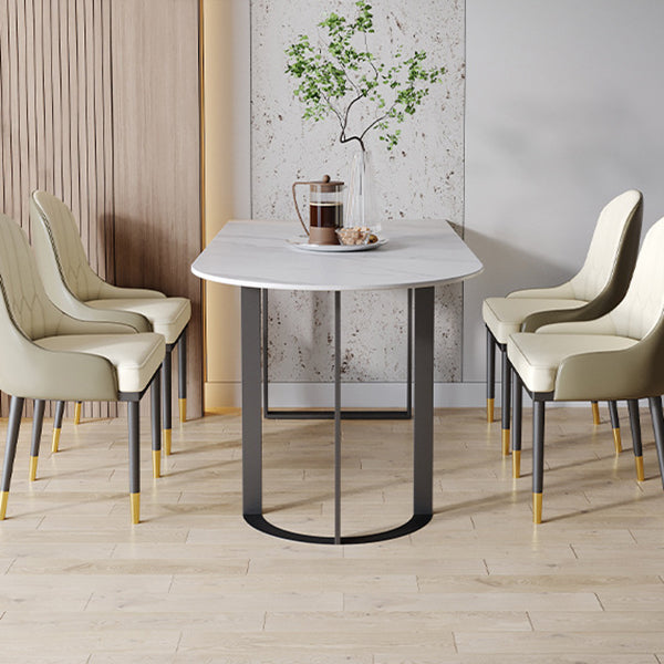 Mesa de comedor superior de piedra mesa de comedor de lujo tradicional con base de trineo