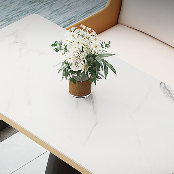 Sintered Stone Top Dining Table Traditional Luxury Dining Table with Metal Frame