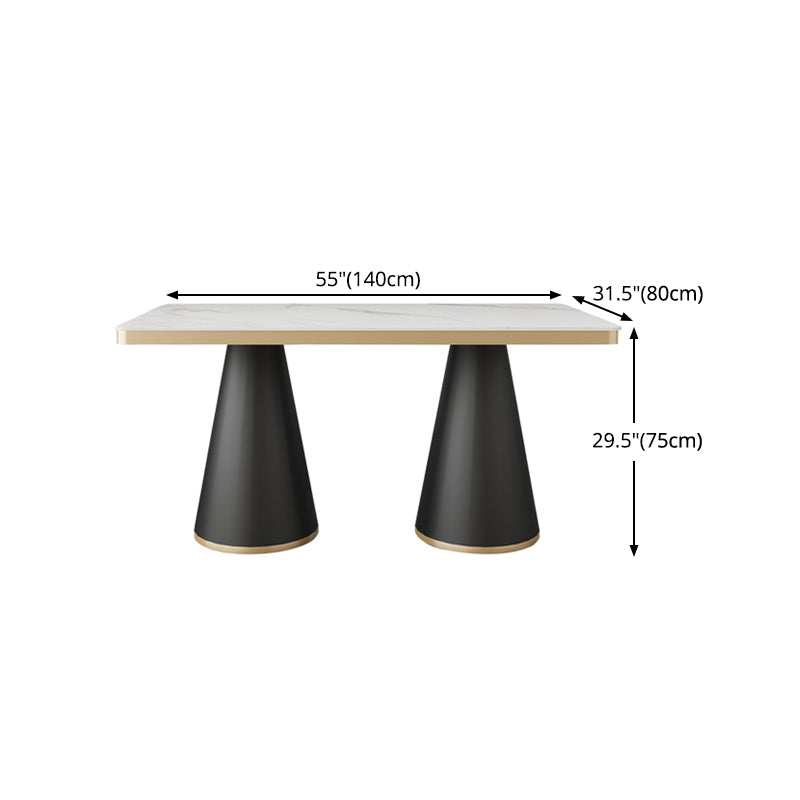 Sintered Stone Top Dining Table Traditional Luxury Dining Table with Metal Frame