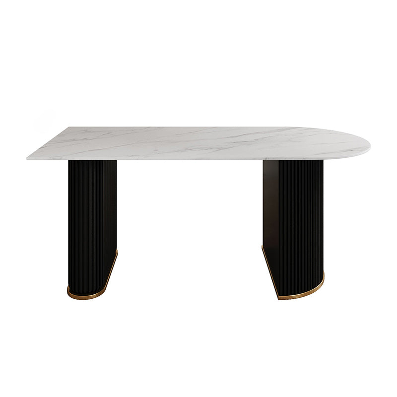 Mesa de cena de doble pedestal mesa de comedor de lujo tradicional para el hogar