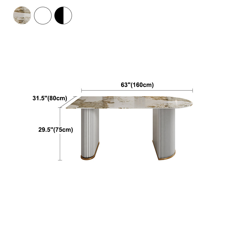 Mesa de cena de doble pedestal mesa de comedor de lujo tradicional para el hogar