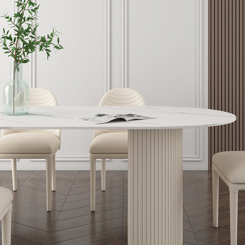 Metal Traditional Luxury Freeform Table Sintered Stone Table with Double Pedestal