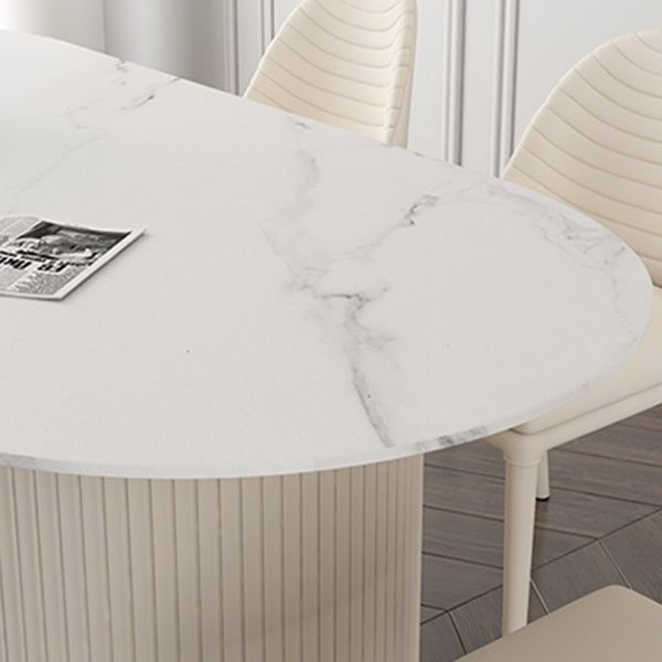 Metal Traditional Luxury Freeform Table Sintered Stone Table with Double Pedestal