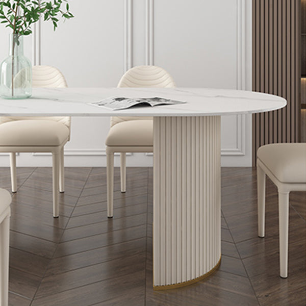 Metal Traditional Luxury Freeform Table Sintered Stone Table with Double Pedestal