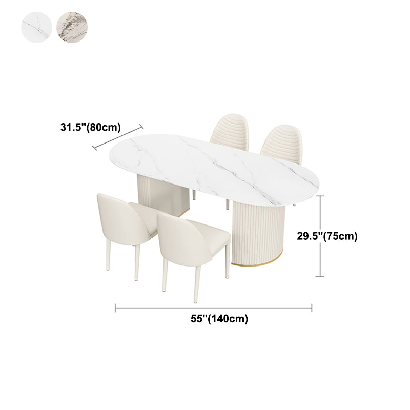 Metal Traditional Luxury Freeform Table Sintered Stone Table with Double Pedestal