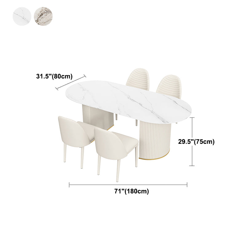 Metal Traditional Luxury Freeform Table Sintered Stone Table with Double Pedestal