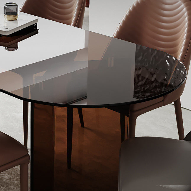 Free Form Tempered Glass Table for Restaurant Modern Table with Double Pedestal