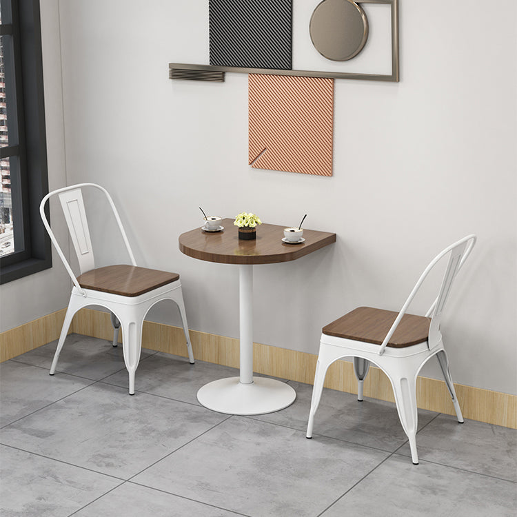 Mesa de comedor marrón de madera maciza, mesa de cocina industrial con base de pedestal de metal