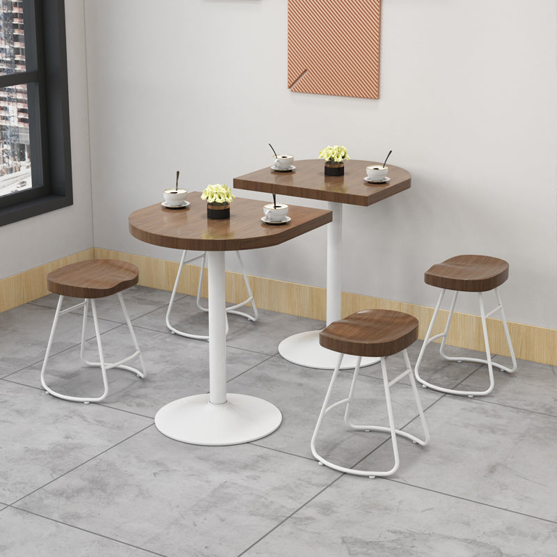 Mesa de comedor marrón de madera maciza, mesa de cocina industrial con base de pedestal de metal
