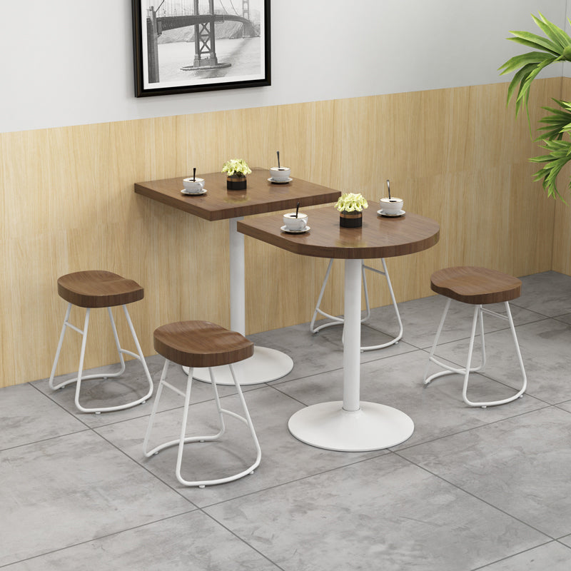 Mesa de comedor marrón de madera maciza, mesa de cocina industrial con base de pedestal de metal