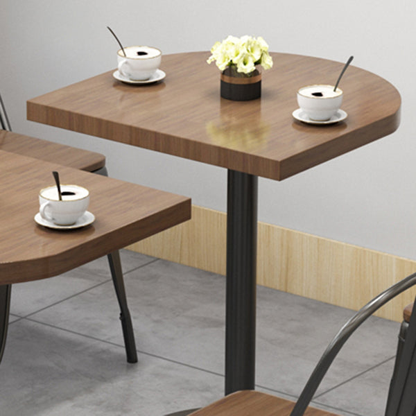 Mesa de comedor marrón de madera maciza, mesa de cocina industrial con base de pedestal de metal