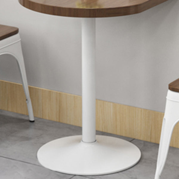 Mesa de comedor marrón de madera maciza, mesa de cocina industrial con base de pedestal de metal
