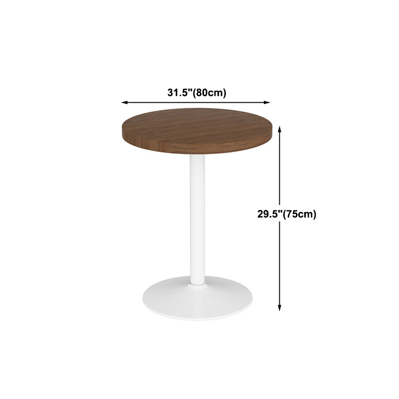 Mesa de comedor marrón de madera maciza, mesa de cocina industrial con base de pedestal de metal