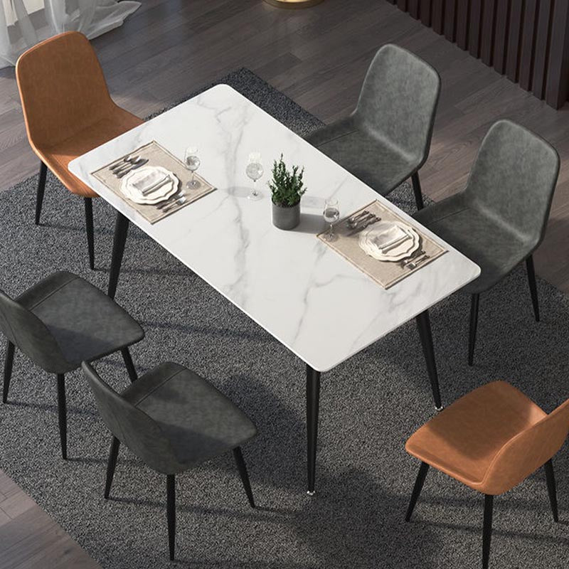 Metal Industrial Rectangle Dining Table Sintered Stone Table with Legs