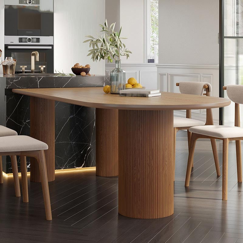 Free Form Solid Wood Dining Table for Restaurant Modern Wood Table with 3 Legs