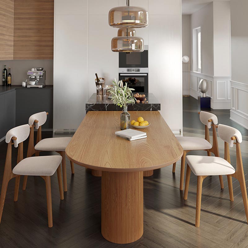 Free Form Solid Wood Dining Table for Restaurant Modern Wood Table with 3 Legs