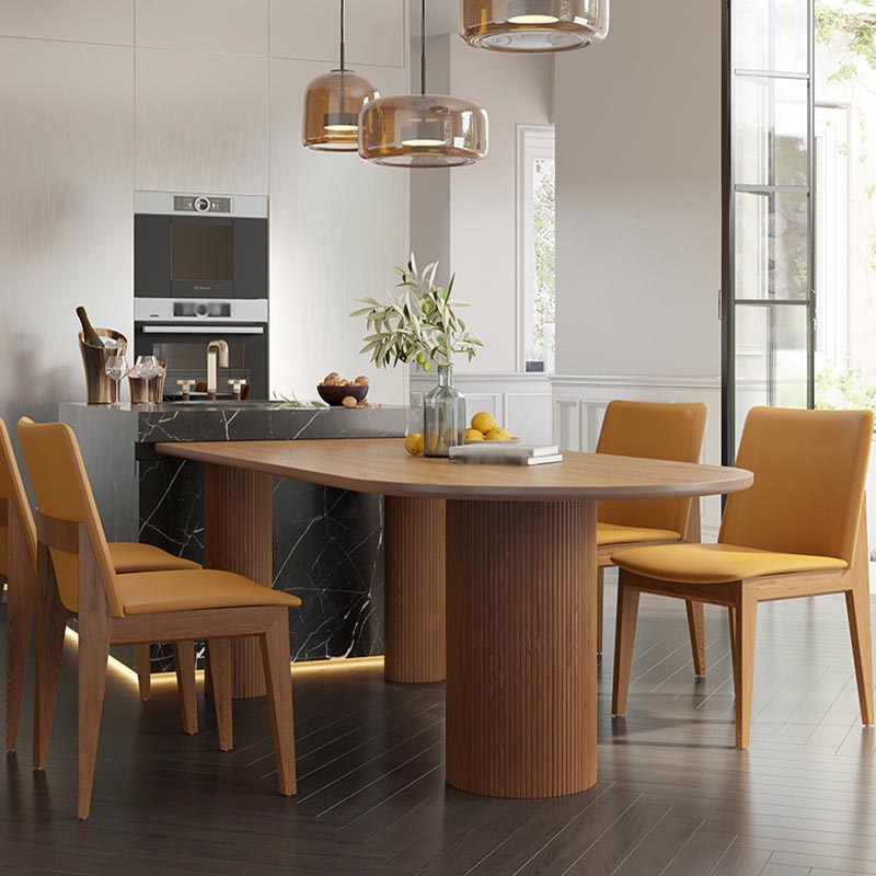 Free Form Solid Wood Dining Table for Restaurant Modern Wood Table with 3 Legs