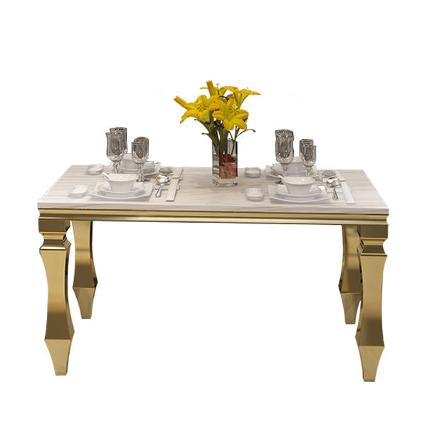 Table d'intérieur en marbre de table rectangulaire de luxe traditionnelle en métal avec 4 pieds