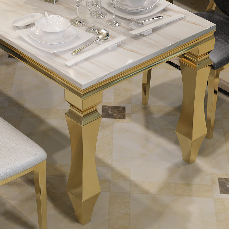 Table d'intérieur en marbre de table rectangulaire de luxe traditionnelle en métal avec 4 pieds