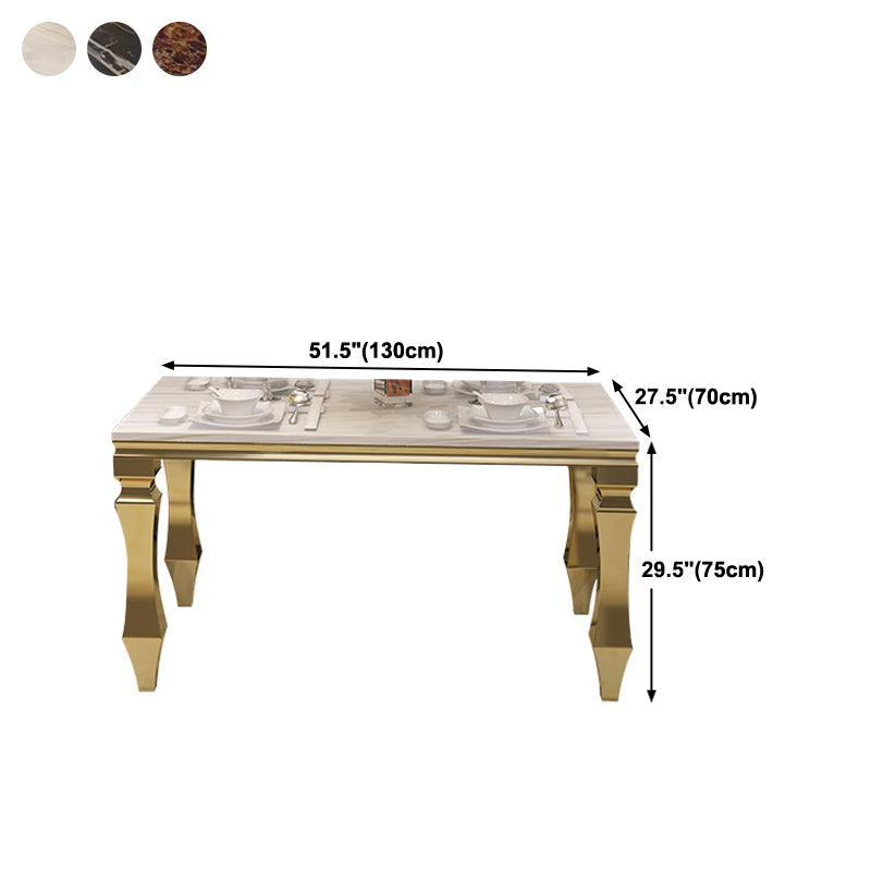 Table d'intérieur en marbre de table rectangulaire de luxe traditionnelle en métal avec 4 pieds
