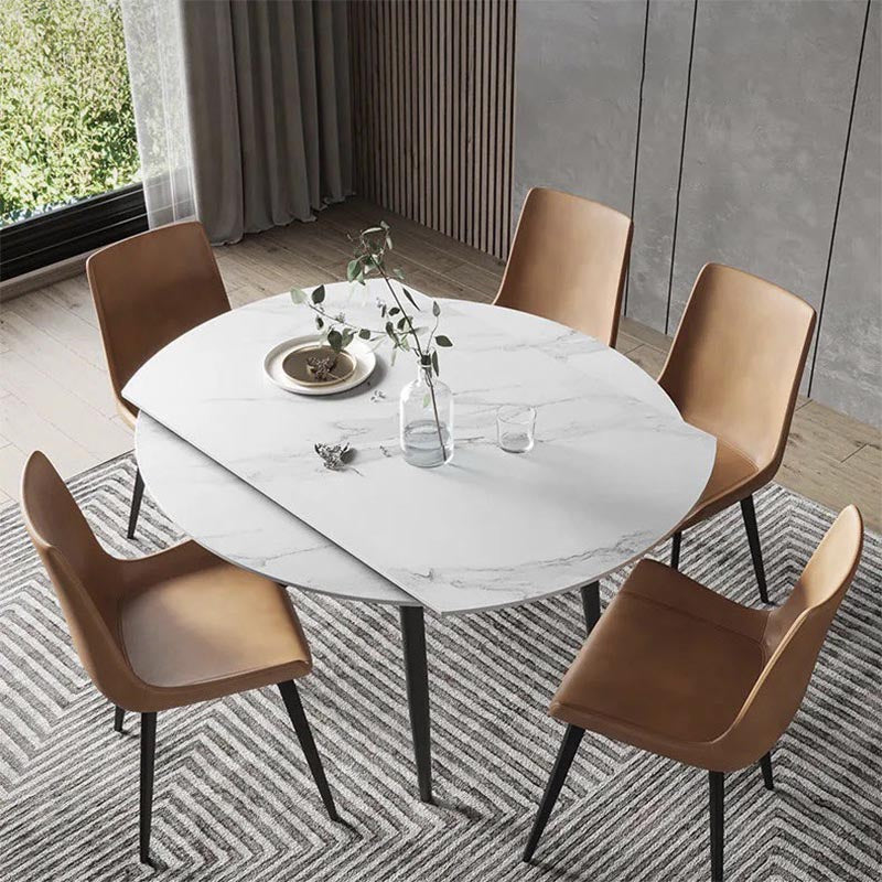 Stone Contemporary Round Dinner Table Matte Finish 4 Legs Table for Home