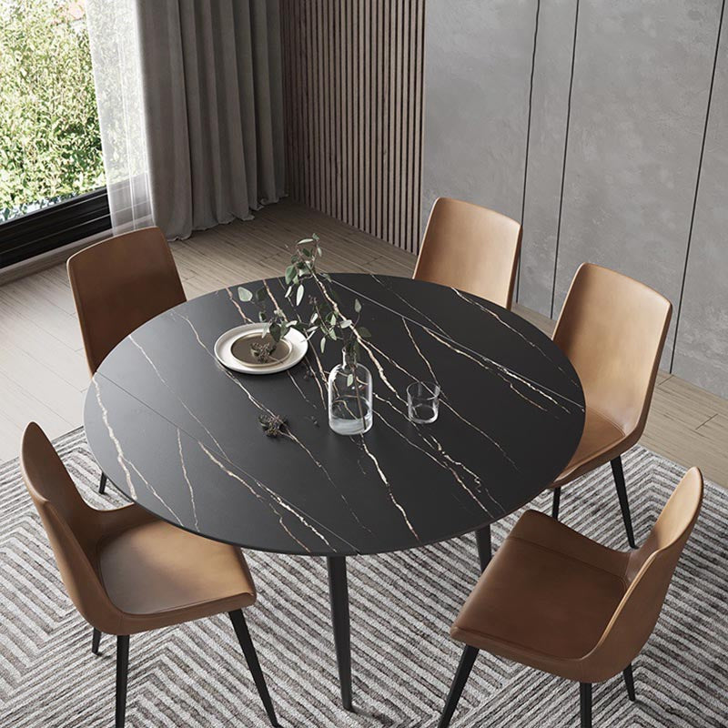 Stone Contemporary Round Dinner Table Matte Finish 4 Legs Table for Home