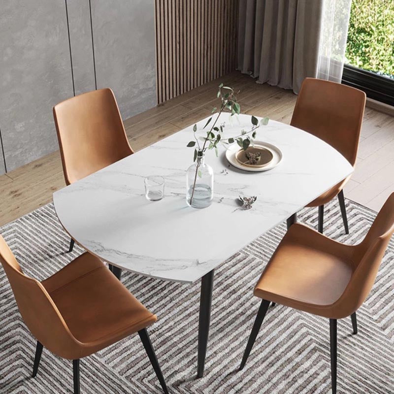 Stone Contemporary Round Dinner Table Matte Finish 4 Legs Table for Home