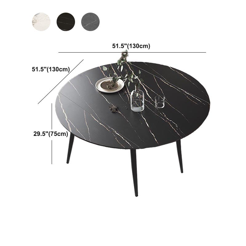 Stone Contemporary Round Dinner Table Matte Finish 4 Legs Table for Home