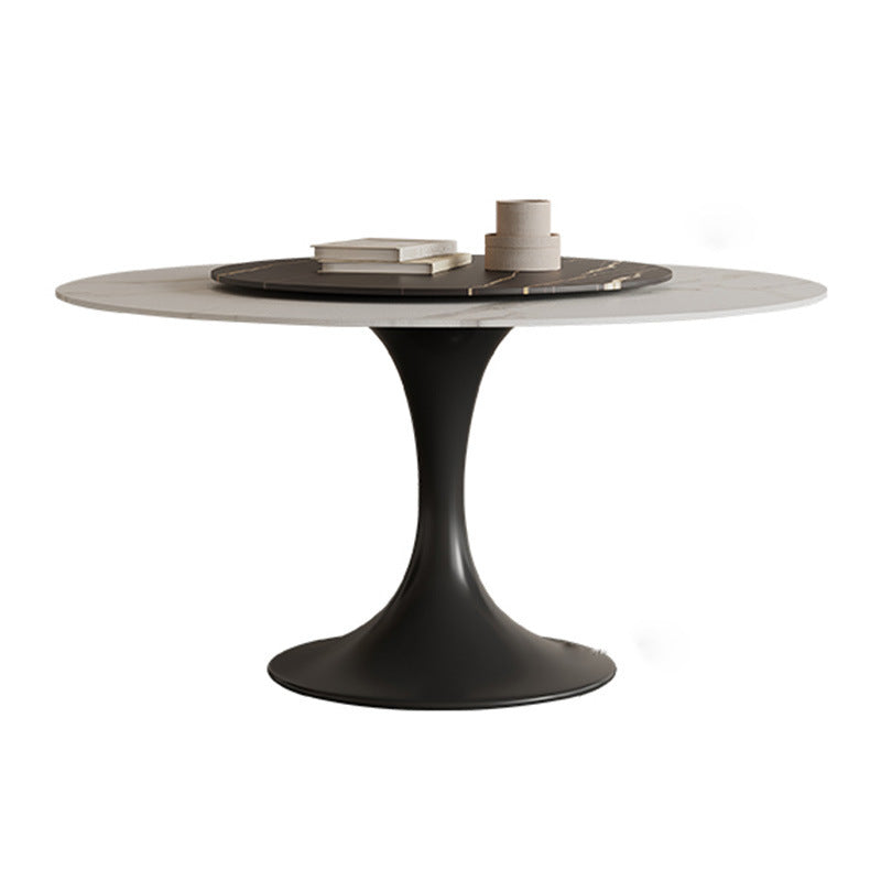 Table à manger ronde contemporaine en pierre, finition mate, Table tulipe pour la maison
