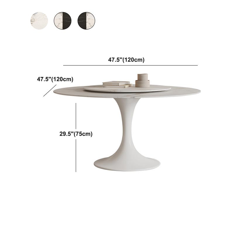 Table à manger ronde contemporaine en pierre, finition mate, Table tulipe pour la maison