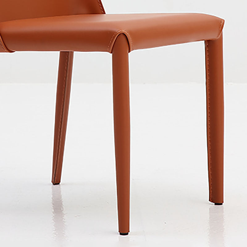 Silla de comedor de cuero sin brazos contemporánea Sillas de comedor de metal