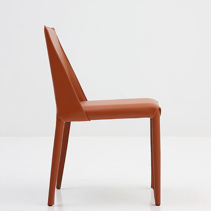 Silla de comedor de cuero sin brazos contemporánea Sillas de comedor de metal