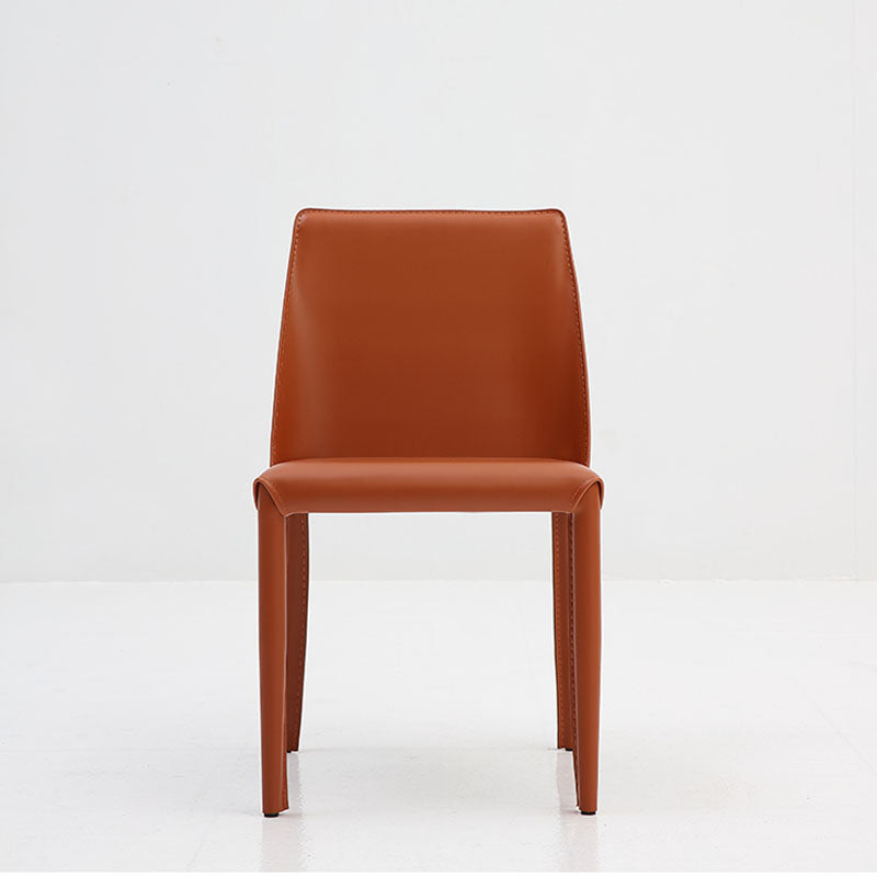 Silla de comedor de cuero sin brazos contemporánea Sillas de comedor de metal