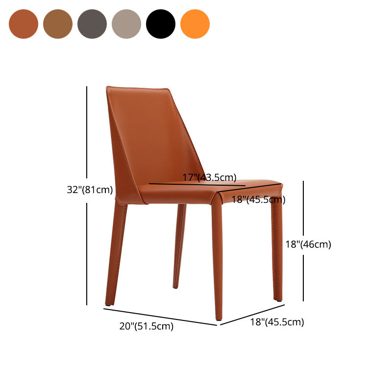 Silla de comedor de cuero sin brazos contemporánea Sillas de comedor de metal