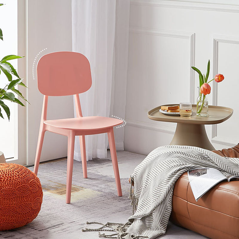 Silla lateral de comedor con respaldo abierto de diseño escandinavo, silla sin brazos de comedor de plástico