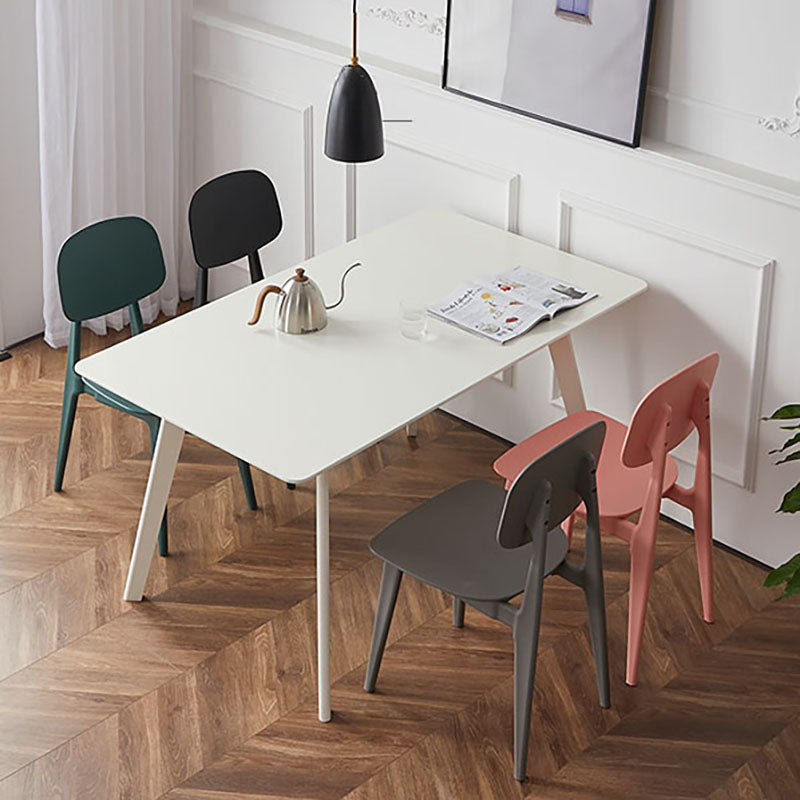 Silla lateral de comedor con respaldo abierto de diseño escandinavo, silla sin brazos de comedor de plástico
