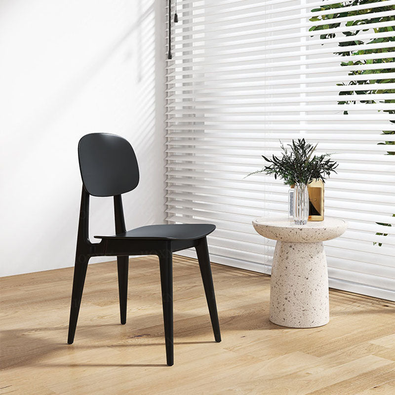 Silla lateral de comedor con respaldo abierto de diseño escandinavo, silla sin brazos de comedor de plástico